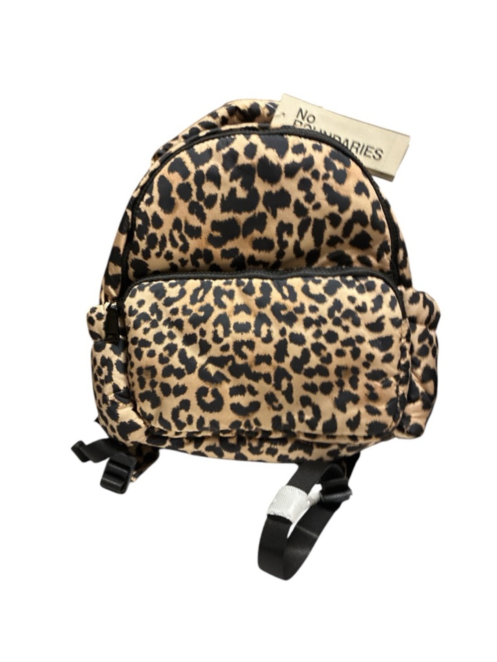 No Boundaries Leopard Print Hand Free Puffy Backpack - Black and Tan - Picture 10 of 11